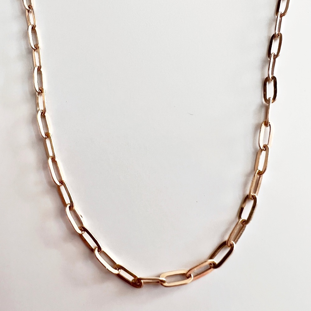 14K yellow gold paperclip Rolo Chain